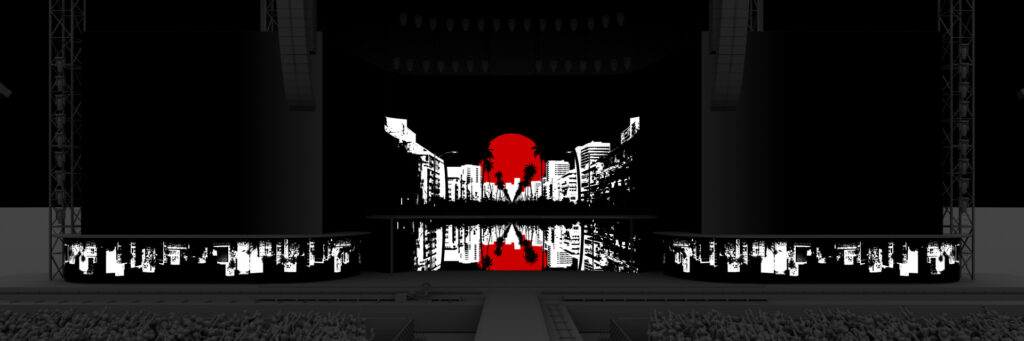 Render of tour visuals for Chris Brown's track "Deuces".