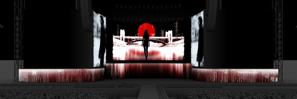 Render of tour visuals for Chris Brown's track "Deuces".